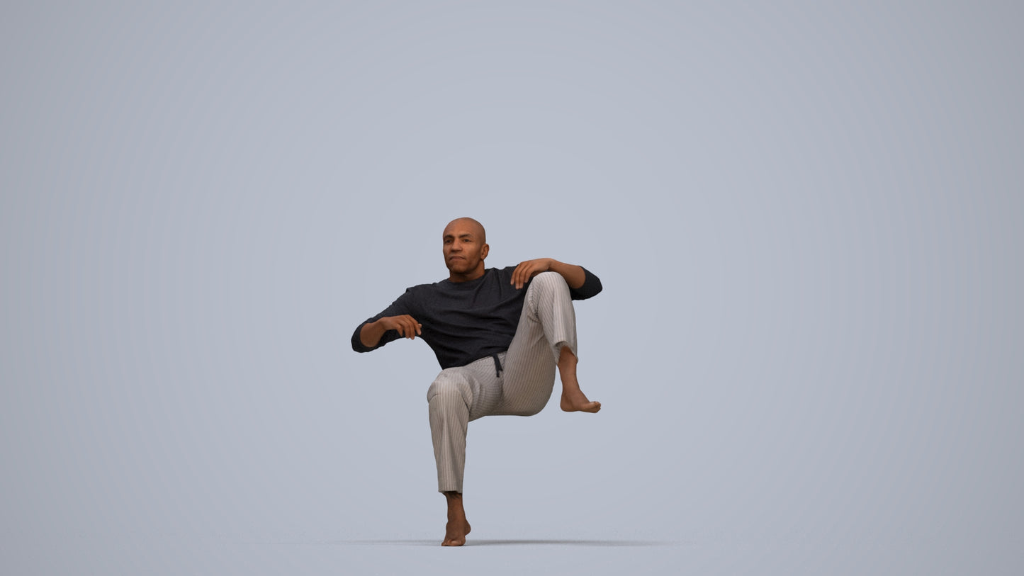 3D people model man casual bathroom, scanned human for 3ds Max rendering, top-down view render