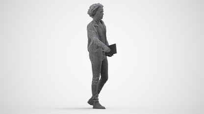 photogrammetry 3D man casual mix, realistic human model archviz FBX, wireframe side view