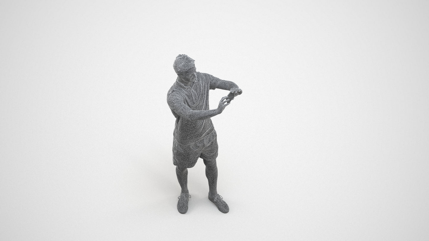 realistic 3D people man casual standing, render-ready for V-Ray and Corona, FBX OBJ, wireframe three-quarter view