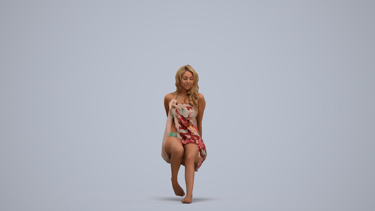 scanned 3D woman pool, photogrammetry people for Enscape and V-Ray, standing pose render