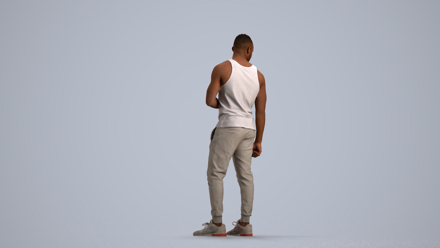 photogrammetry 3D man casual standing, realistic human model archviz FBX, front view render