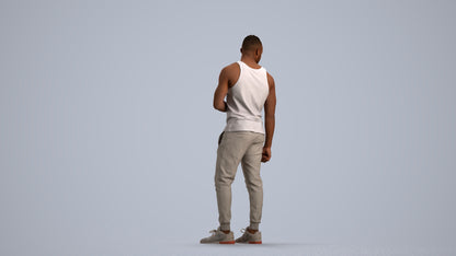 photogrammetry 3D man casual standing, realistic human model archviz FBX, front view render