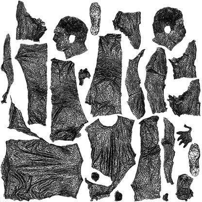 3D human model man casual standing, photogrammetry scanned person for archviz, wireframe top-down view