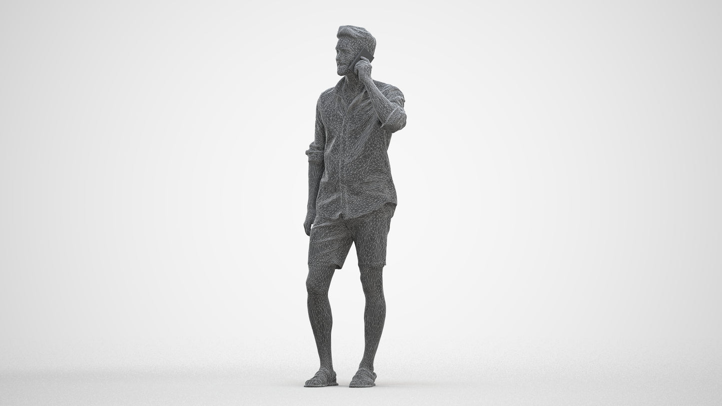 scanned 3D man casual standing, photogrammetry people for Enscape and V-Ray, three-quarter front view render