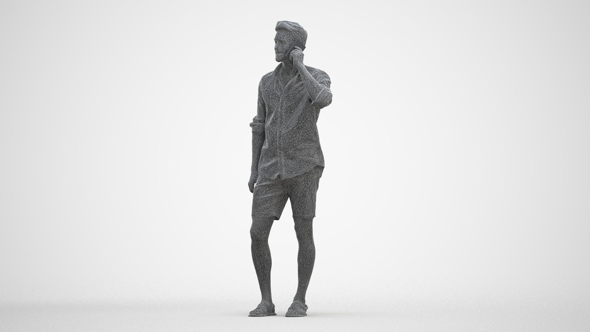scanned 3D man casual standing, photogrammetry people for Enscape and V-Ray, three-quarter front view render