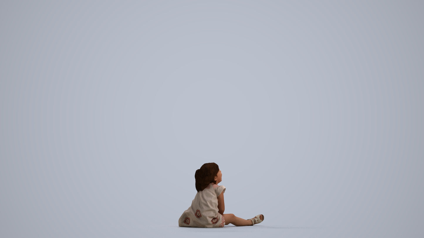 photogrammetry 3D girl casual kids, realistic human model archviz FBX, front view render