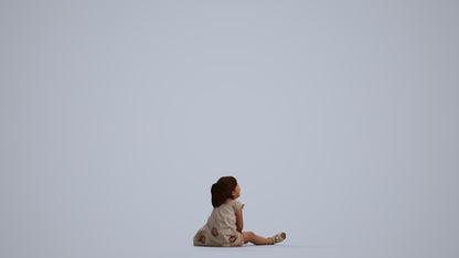photogrammetry 3D girl casual kids, realistic human model archviz FBX, front view render