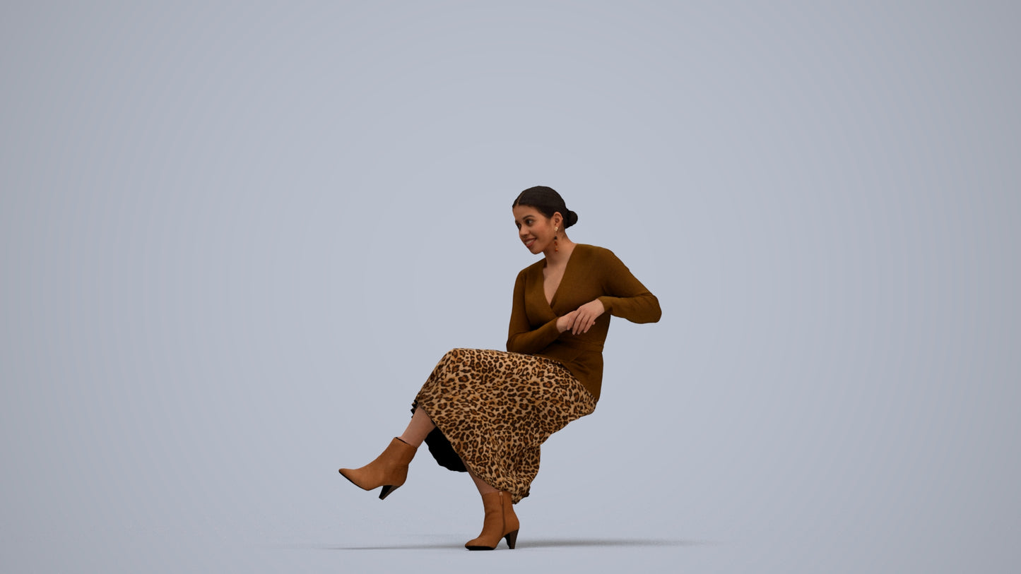 realistic 3D people woman casual sitting, render-ready for V-Ray and Corona, FBX OBJ, standing pose render