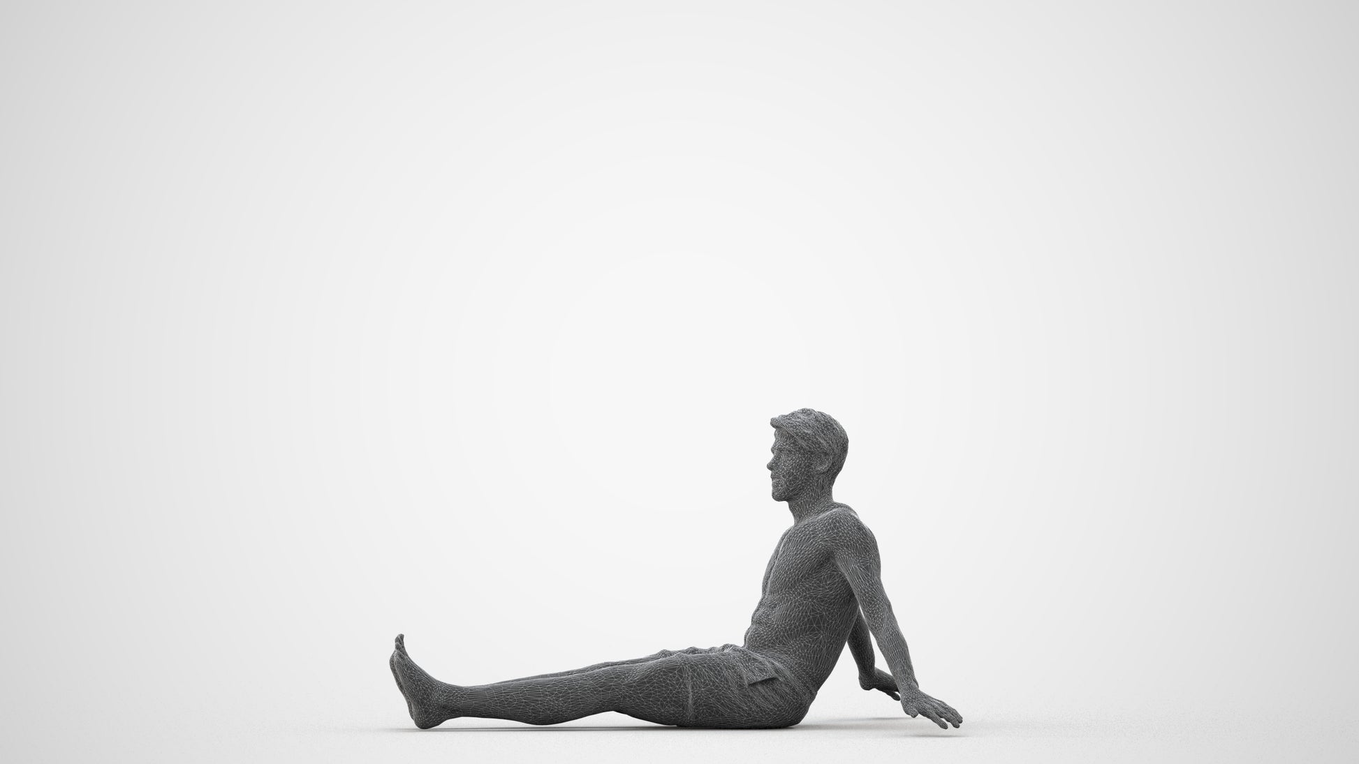 3D human model man pool, photogrammetry scanned person for archviz, square thumbnail