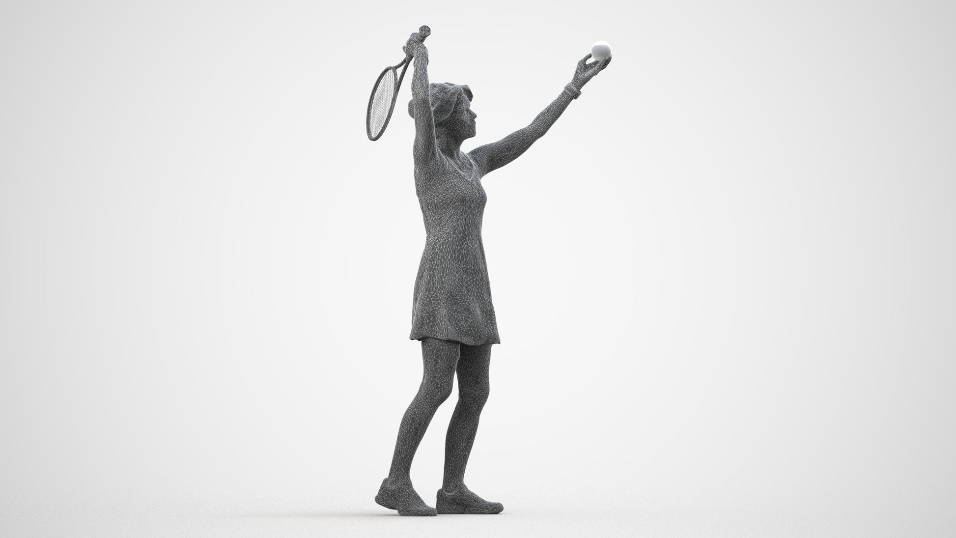 scanned 3D woman sport, photogrammetry people for Enscape and V-Ray, wireframe side view