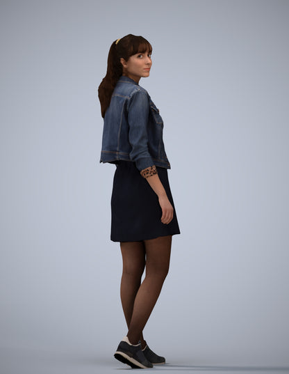 realistic 3D woman casual walking, scanned archviz people for Blender and 3ds Max