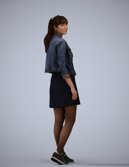 realistic 3D woman casual walking, scanned archviz people for Blender and 3ds Max