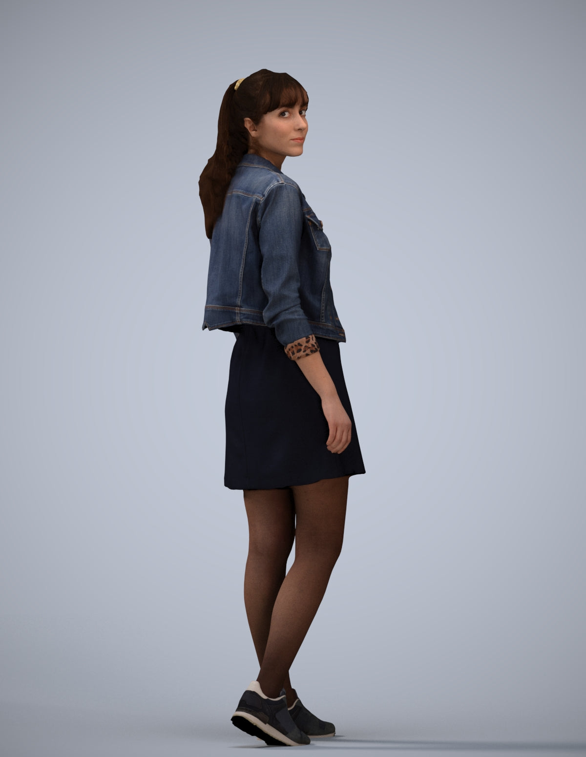 realistic 3D woman casual walking, scanned archviz people for Blender and 3ds Max
