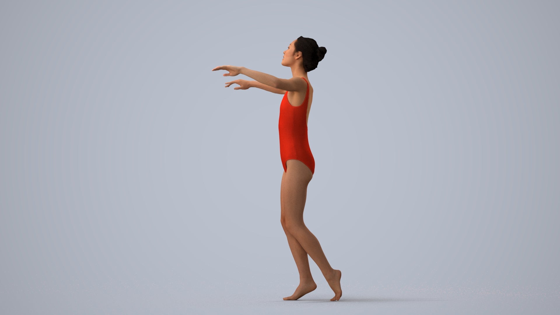 3D scanned woman pool, photorealistic archviz people for Enscape and SketchUp, three-quarter view render