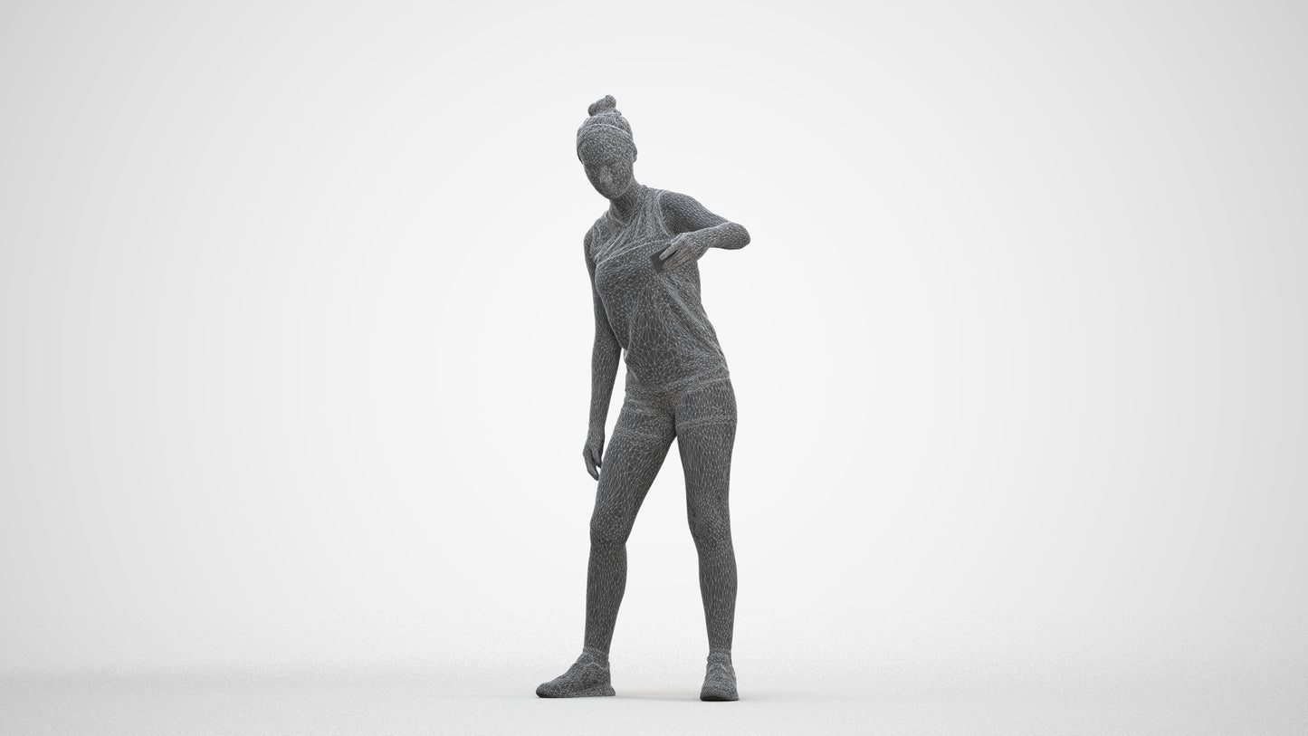 realistic 3D human girl sport, archviz people FBX OBJ for Blender, three-quarter front view render