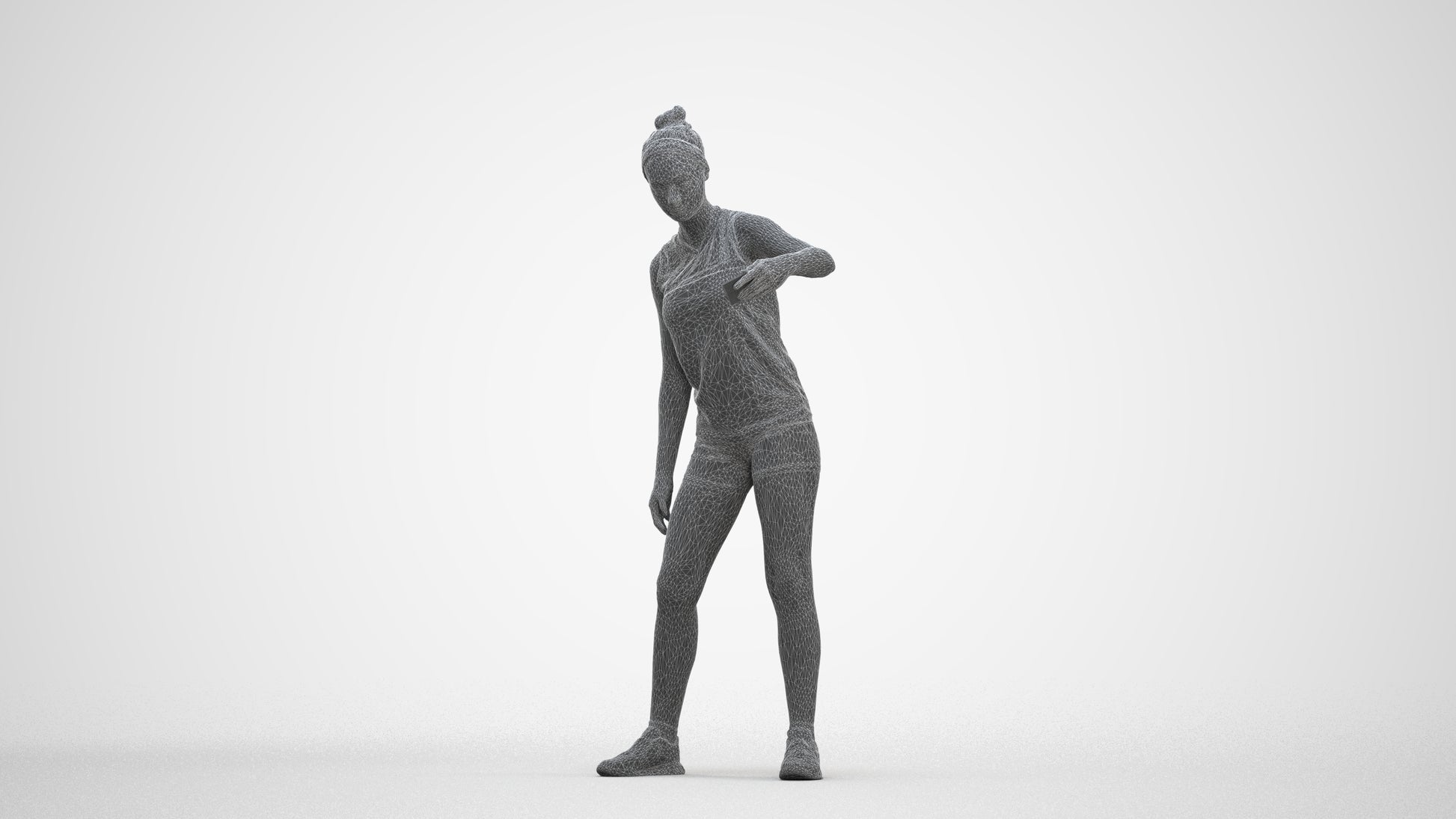realistic 3D human girl sport, archviz people FBX OBJ for Blender, three-quarter front view render