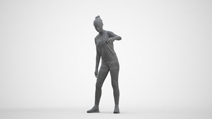 realistic 3D human girl sport, archviz people FBX OBJ for Blender, three-quarter front view render