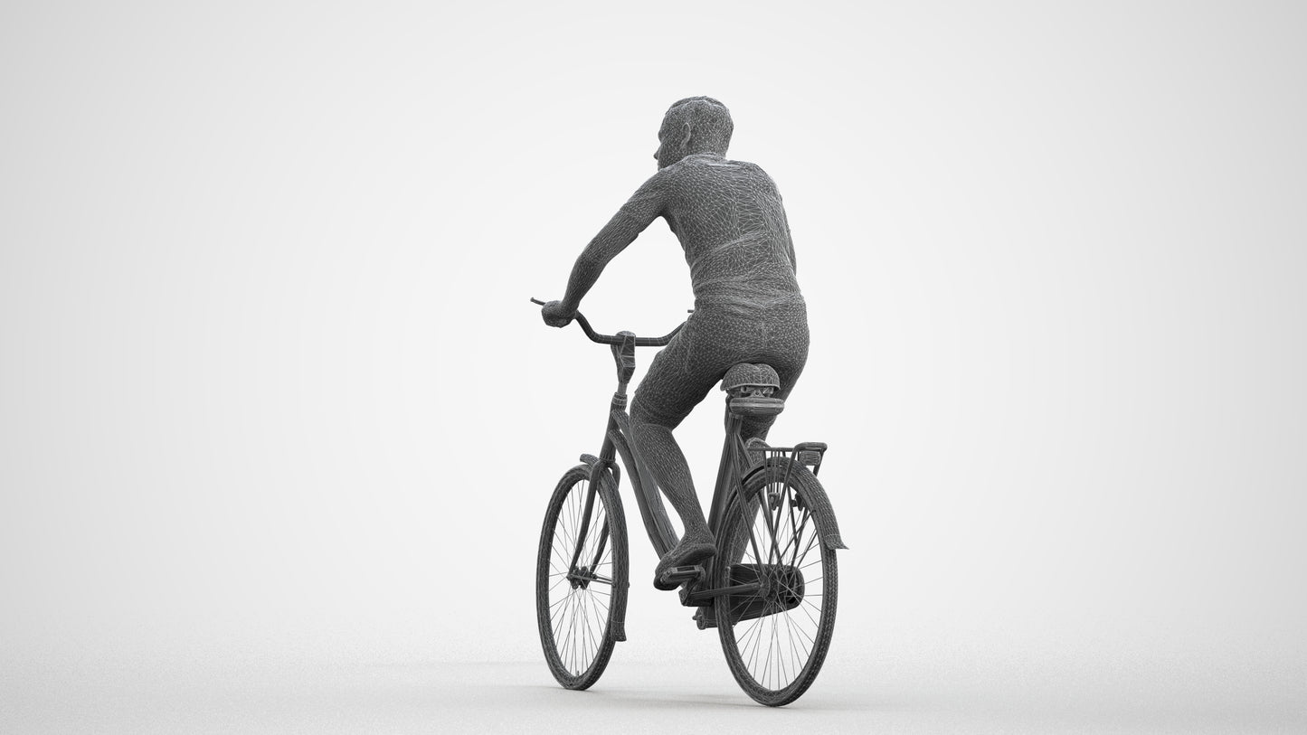 photogrammetry 3D boy casual cycling, realistic human model archviz FBX, wireframe front view