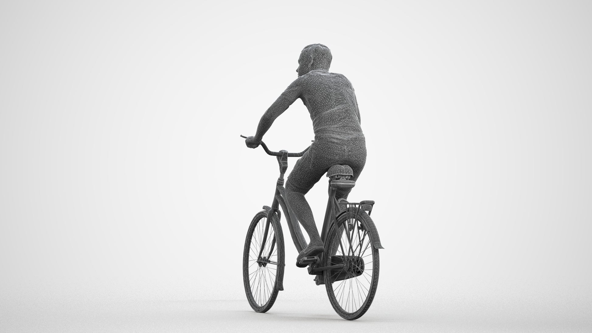photogrammetry 3D boy casual cycling, realistic human model archviz FBX, wireframe front view