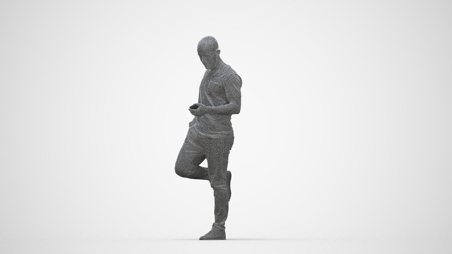 realistic 3D people man casual standing, render-ready for V-Ray and Corona, FBX OBJ, wireframe back view