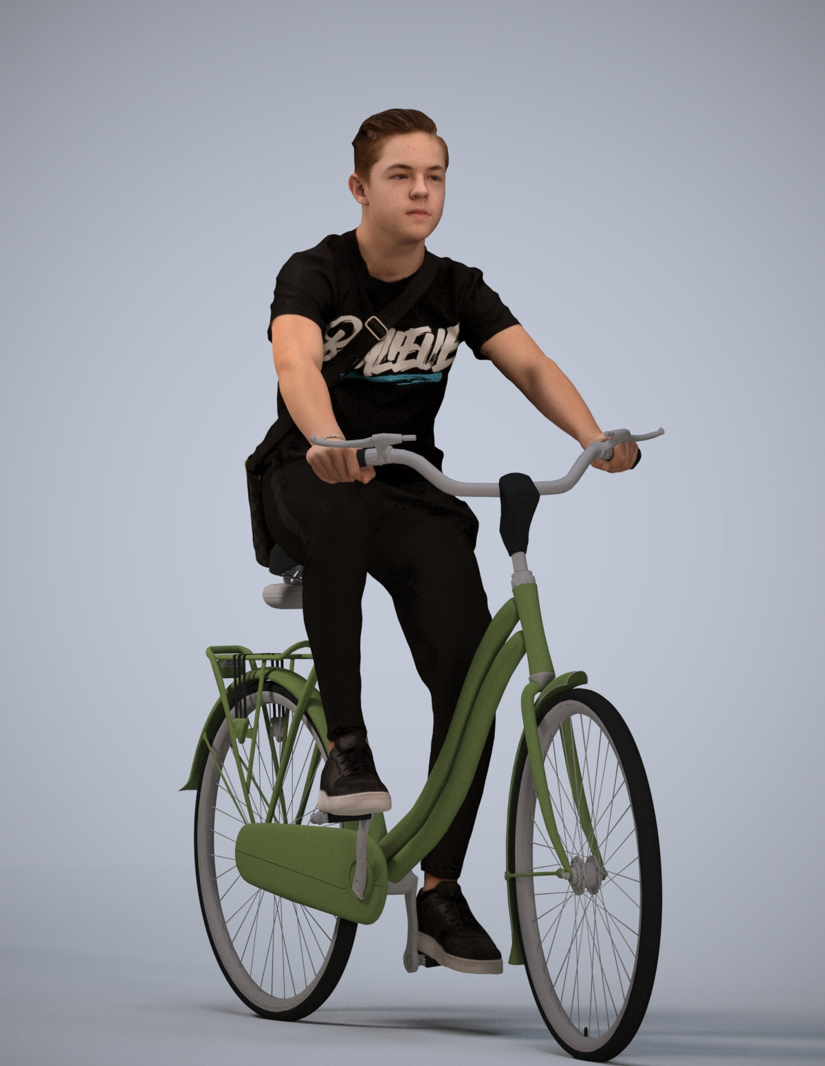 3D people model boy casual cycling, scanned human for 3ds Max rendering
