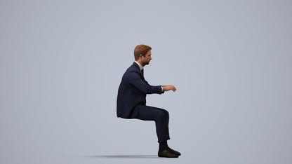 3D scanned man business, photorealistic archviz people for Enscape and SketchUp, side view render