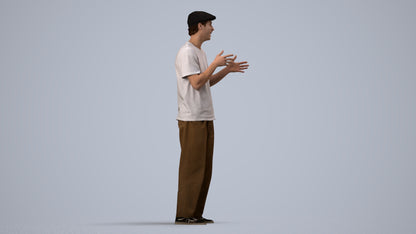 scanned 3D man casual standing, photogrammetry people for Enscape and V-Ray, side view render