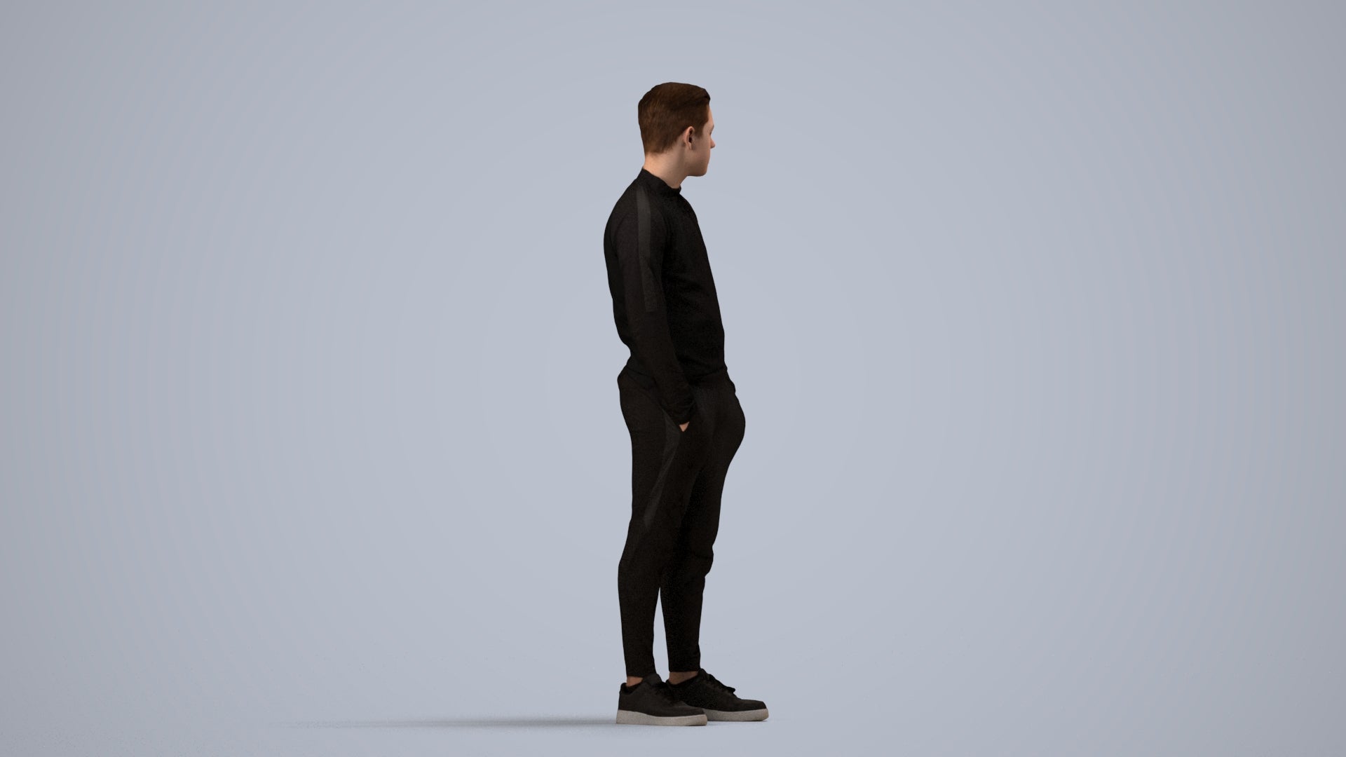 3D scanned boy kids casual, photorealistic archviz people for Enscape and SketchUp, side view render