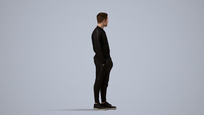 3D scanned boy kids casual, photorealistic archviz people for Enscape and SketchUp, side view render