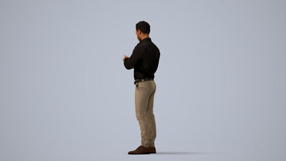 realistic 3D people man business standing, render-ready for V-Ray and Corona, FBX OBJ, three-quarter view render