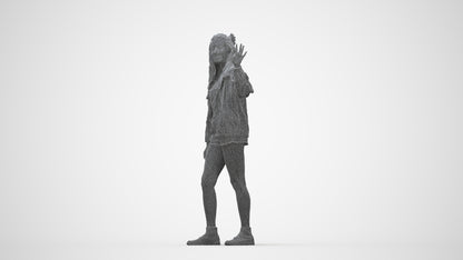 realistic 3D people woman casual walking, render-ready for V-Ray and Corona, FBX OBJ, wireframe back view