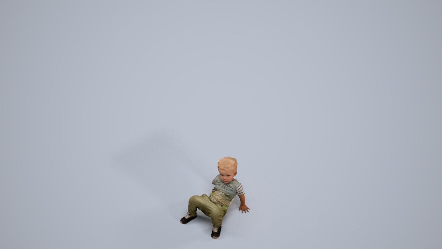realistic 3D human boy casual kids, archviz people FBX OBJ for Blender, back view render