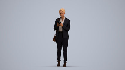 3D people model woman business walking, scanned human for 3ds Max rendering, standing pose render