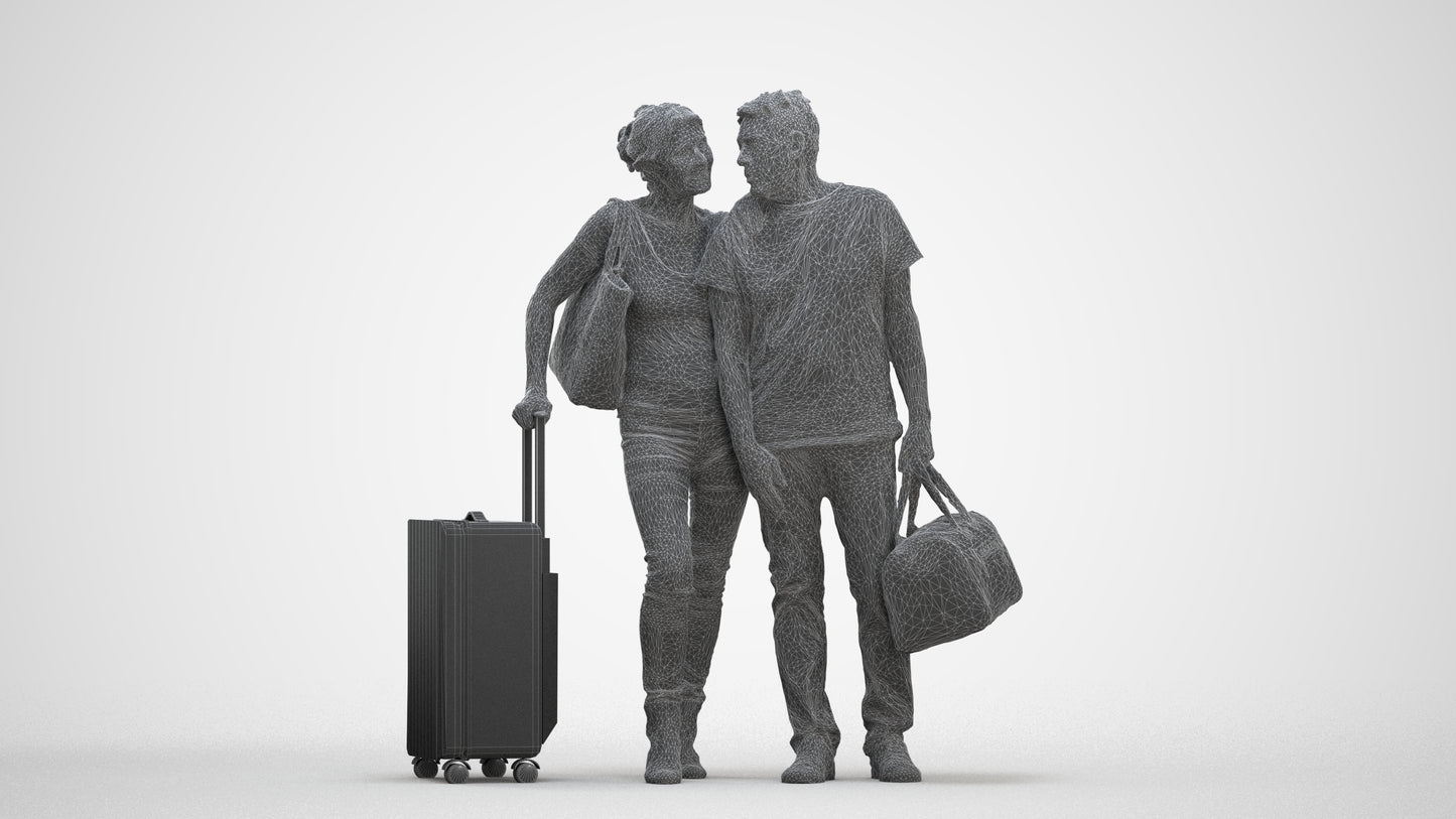 3D scanned senior woman couple casual, photorealistic archviz people for Enscape and SketchUp