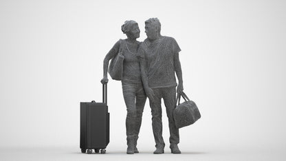 3D scanned senior woman couple casual, photorealistic archviz people for Enscape and SketchUp