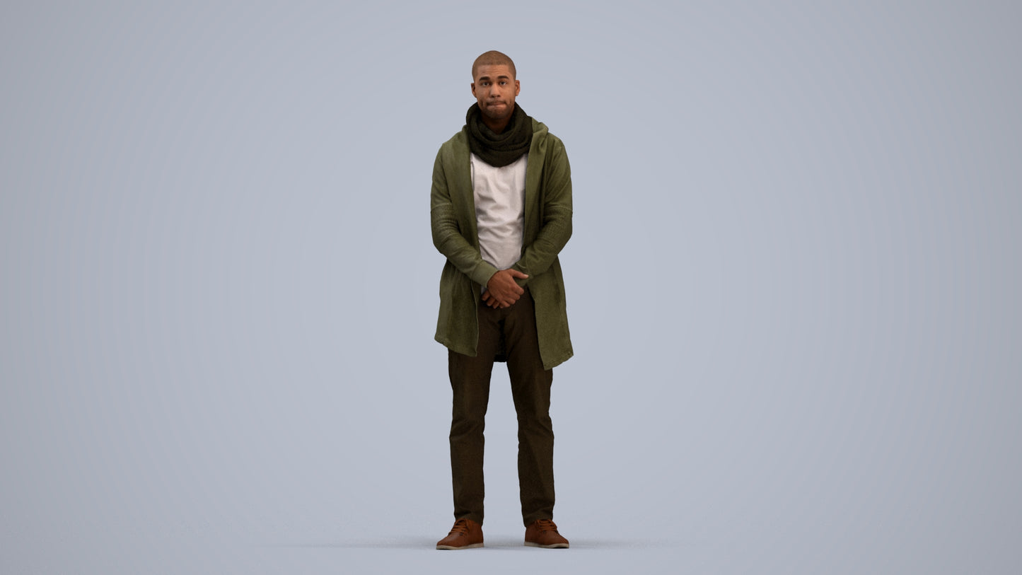 realistic 3D man casual standing, scanned archviz people for Blender and 3ds Max, standing pose render