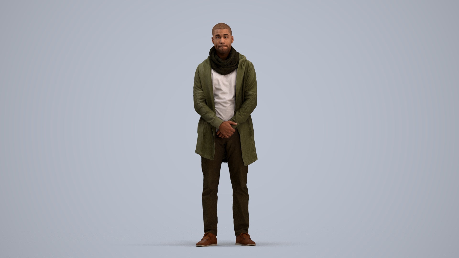 realistic 3D man casual standing, scanned archviz people for Blender and 3ds Max, standing pose render