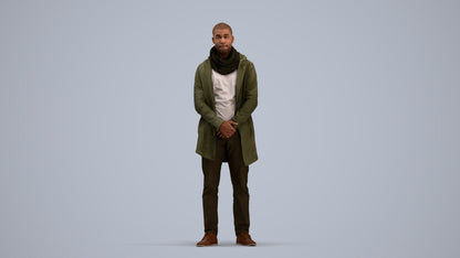 realistic 3D man casual standing, scanned archviz people for Blender and 3ds Max, standing pose render