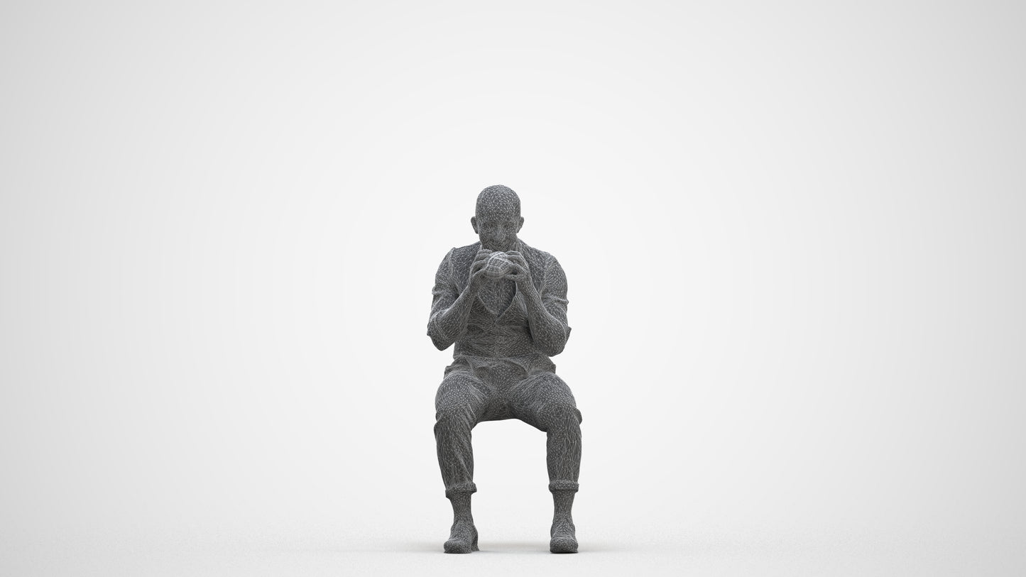 realistic 3D people man business sitting, render-ready for V-Ray and Corona, FBX OBJ, three-quarter front view render