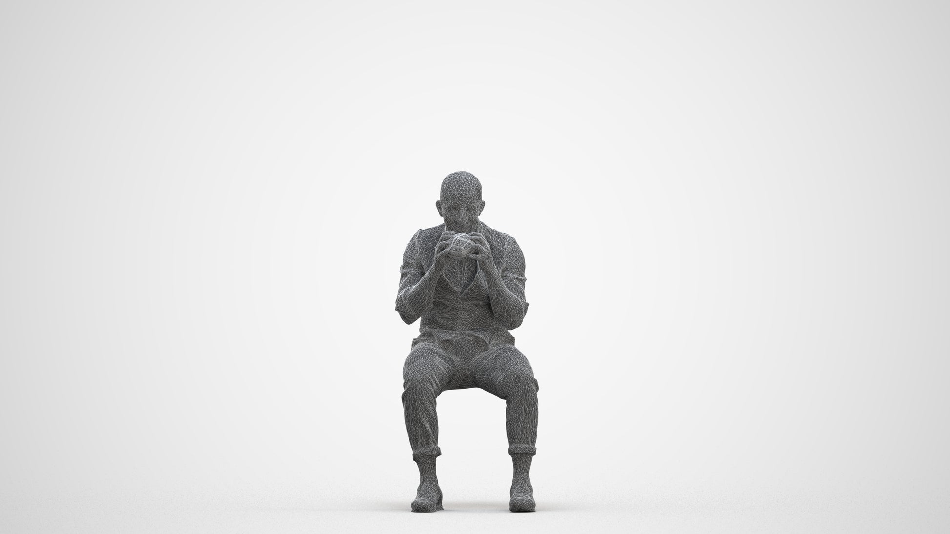 realistic 3D people man business sitting, render-ready for V-Ray and Corona, FBX OBJ, three-quarter front view render