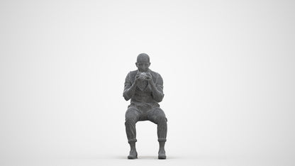 realistic 3D people man business sitting, render-ready for V-Ray and Corona, FBX OBJ, three-quarter front view render
