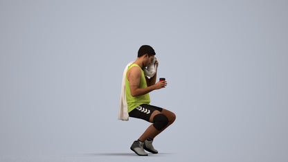 3D people model man sport, scanned human for 3ds Max rendering, side view render