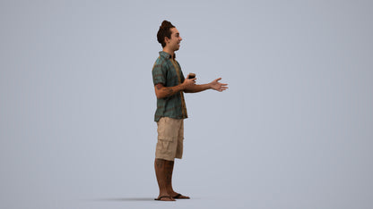 scanned 3D man casual standing, photogrammetry people for Enscape and V-Ray, side view render
