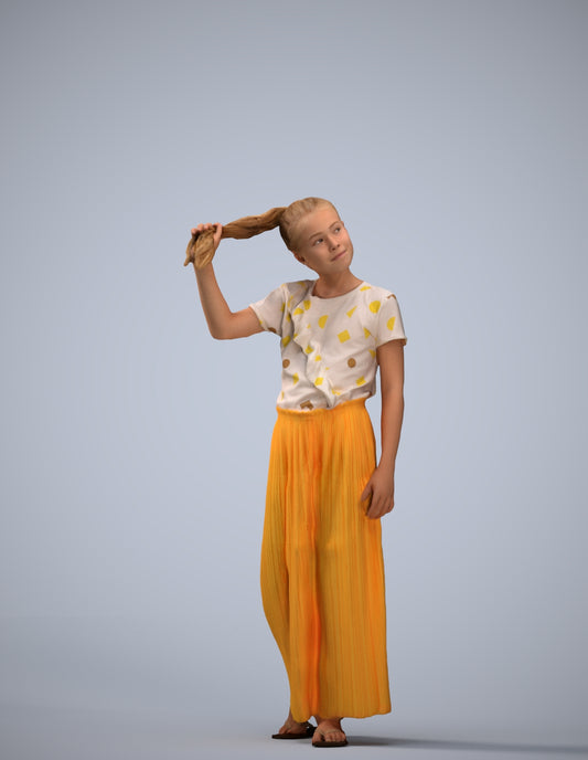 scanned 3D woman casual kids, photogrammetry people for Enscape and V-Ray