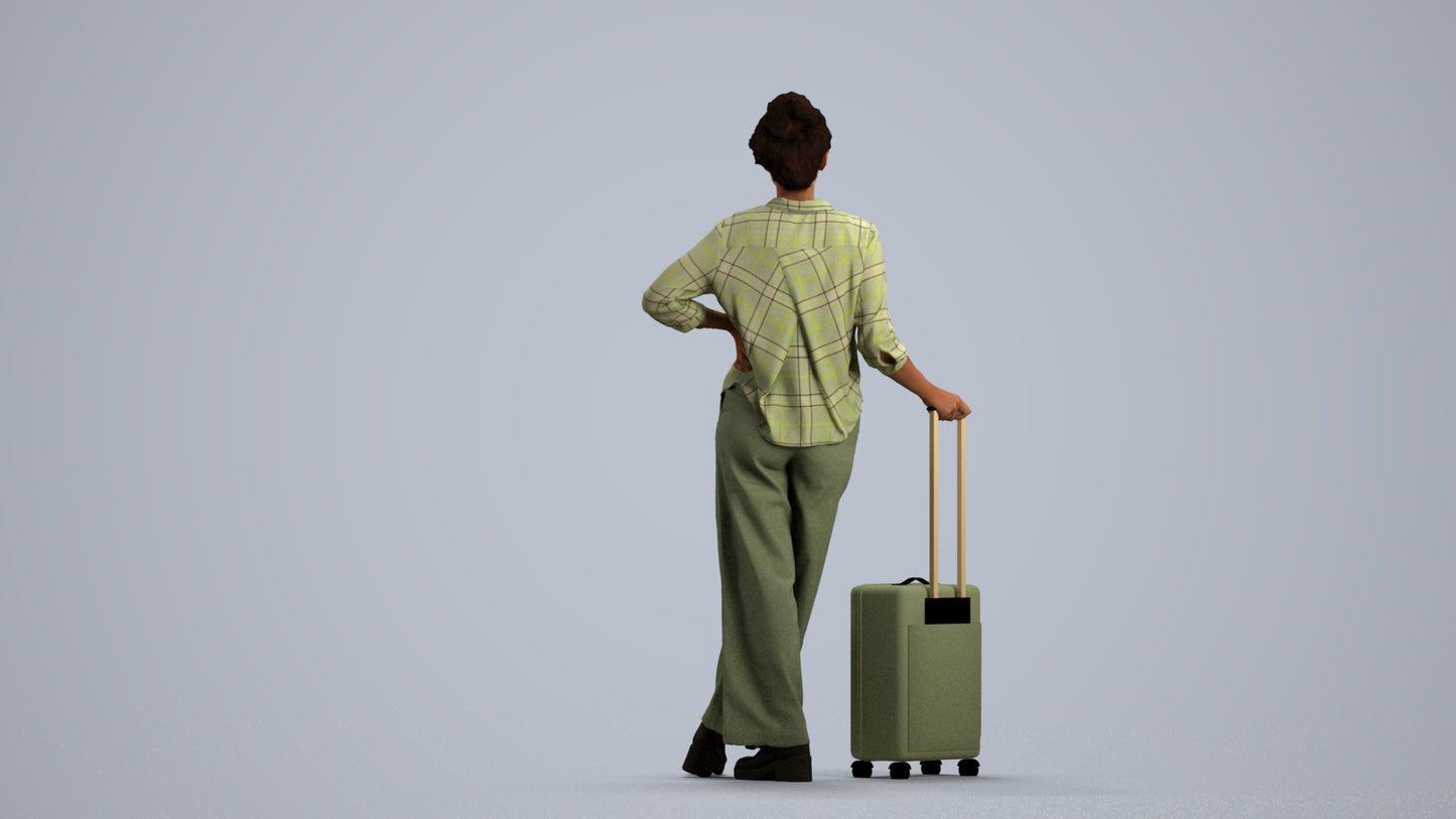 photogrammetry 3D woman casual standing, realistic human model archviz FBX, front view render