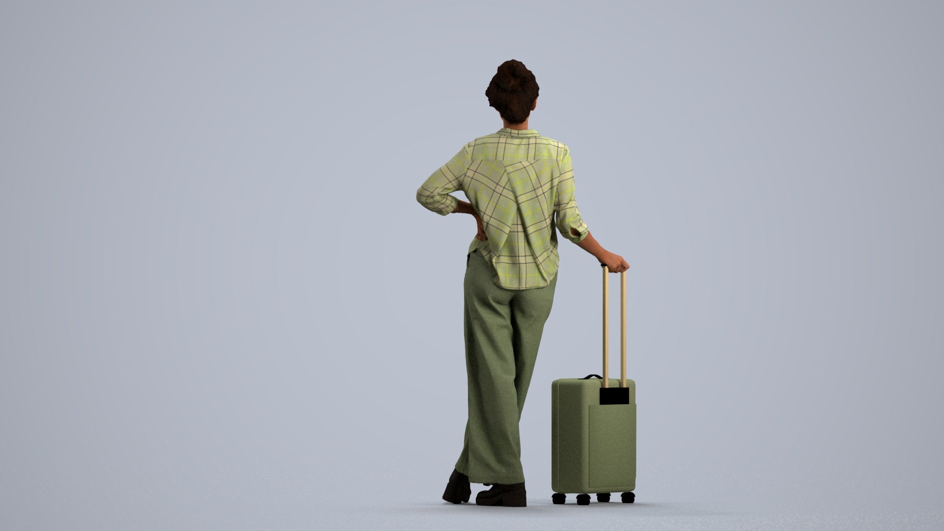 photogrammetry 3D woman casual standing, realistic human model archviz FBX, front view render