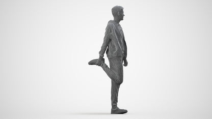 realistic 3D human man sport, archviz people FBX OBJ for Blender, wireframe side view
