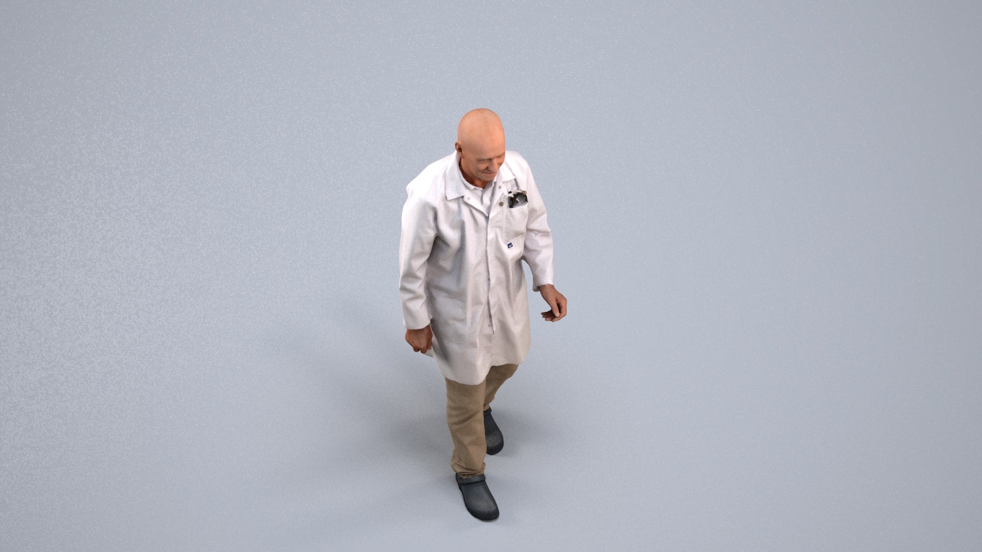 realistic 3D senior man medical, scanned archviz people for Blender and 3ds Max, back view render