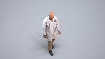 realistic 3D senior man medical, scanned archviz people for Blender and 3ds Max, back view render