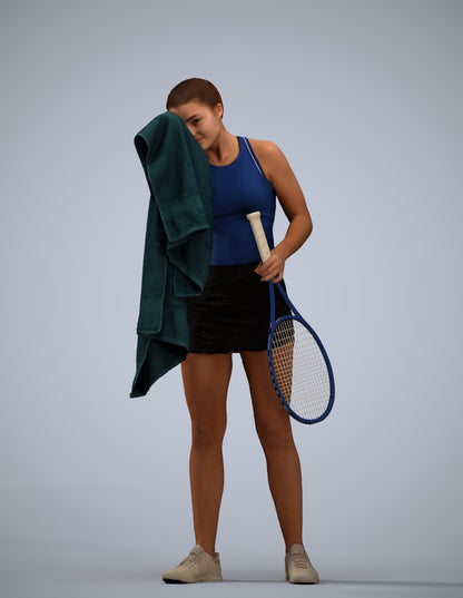 3D human model girl sport, photogrammetry scanned person for archviz